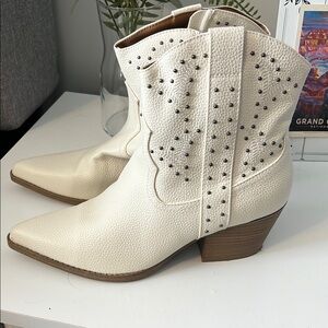 White Western Ankle Boots